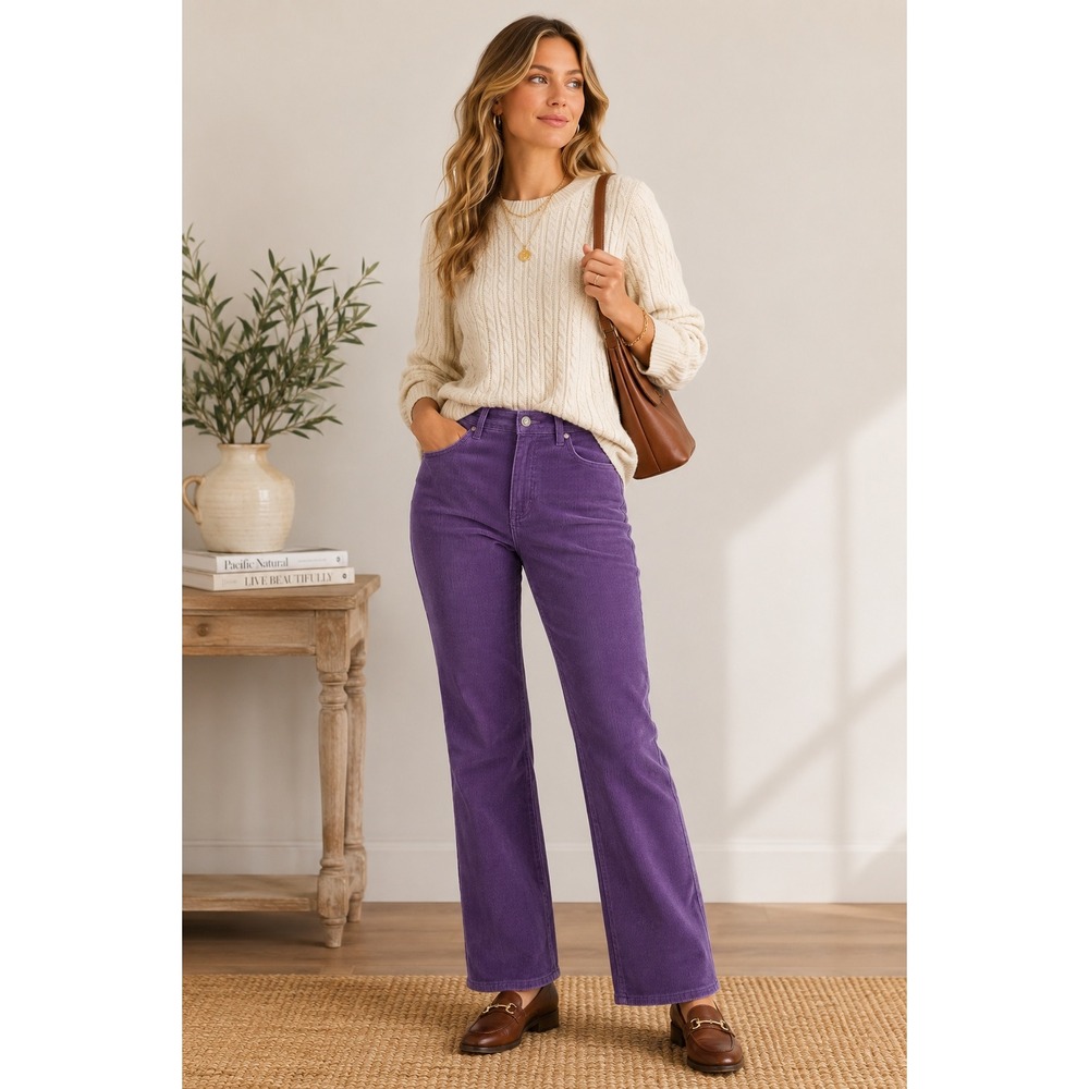 Lauren Ralph Lauren Purple Corduroy Straight Leg Pants Womens‎ Size 8 VINTAGE